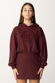 Hoodie Dress with Crest Embroidery