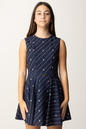 Sleeveless Crepe Dress with Stripe Print