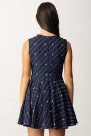 Sleeveless Crepe Dress with Stripe Print