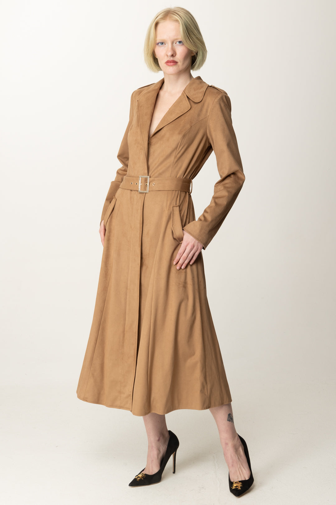 Trench Ingrid Scamosciato con Cintura