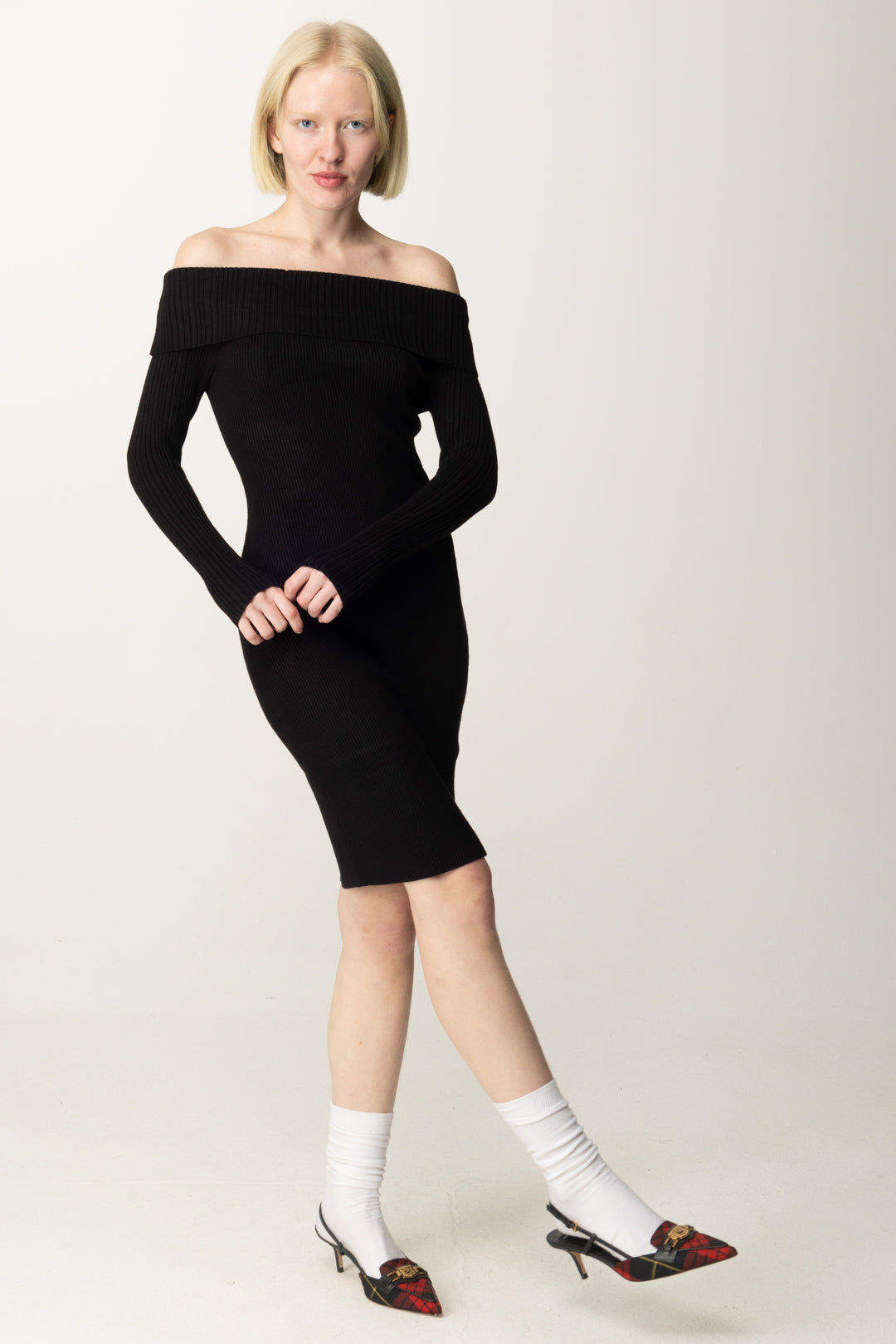 Robe Bodycon En Maille Off-shoulder