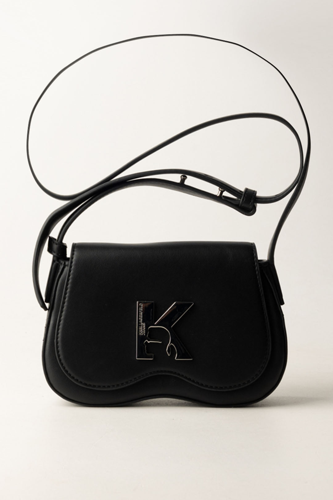 Compact Shoulder Bag with Metallic Logo