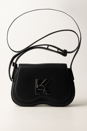 Compact Shoulder Bag with Metallic Logo