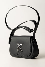 Compact Shoulder Bag with Metallic Logo