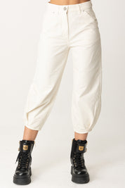 Pantaloni Crop Baloon In Tela Di Cotone