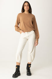 Pantaloni Crop Baloon In Tela Di Cotone