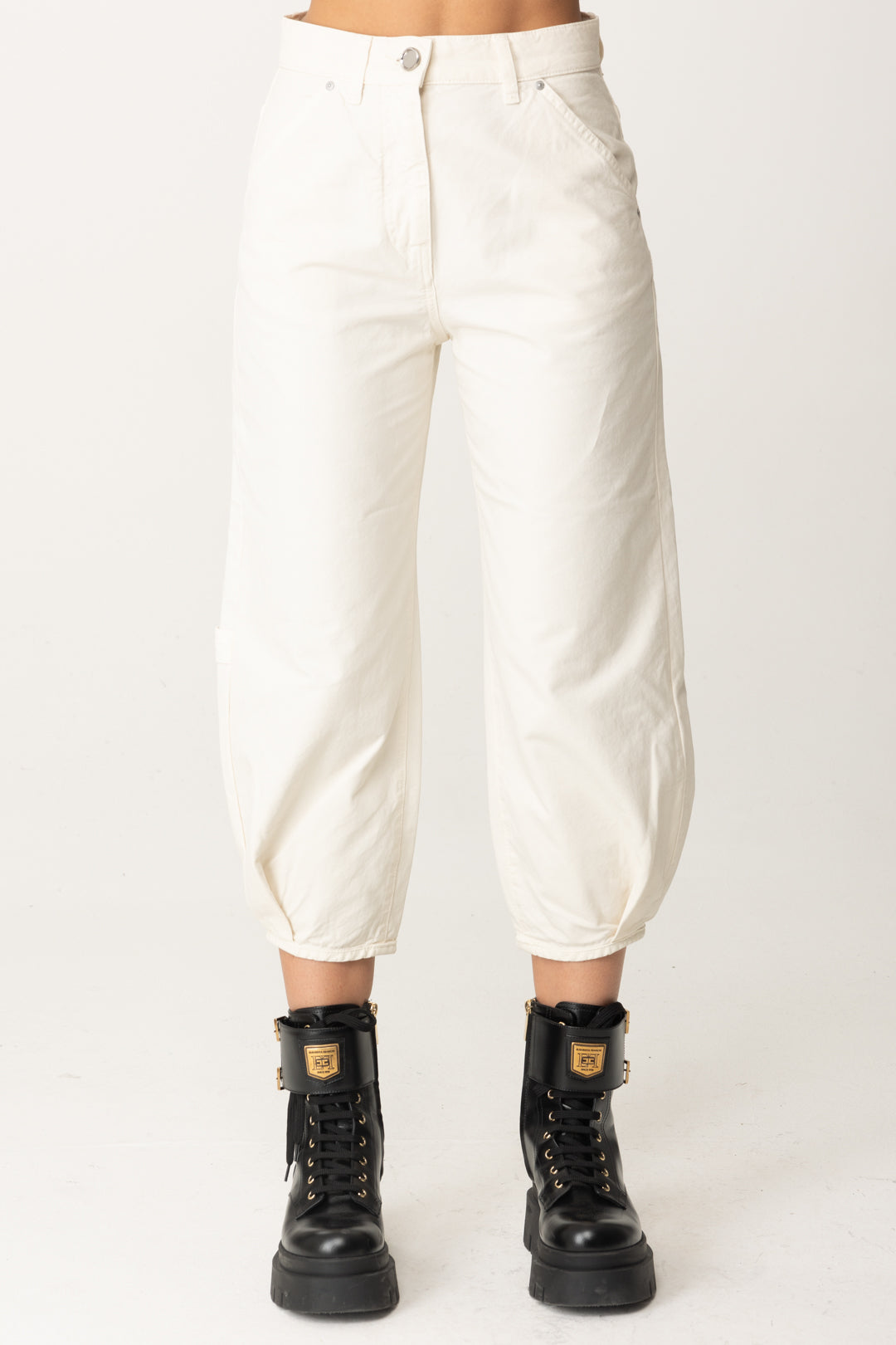 Cotton Canvas Crop Balloon Pants