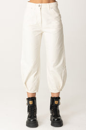 Pantaloni Crop Baloon In Tela Di Cotone