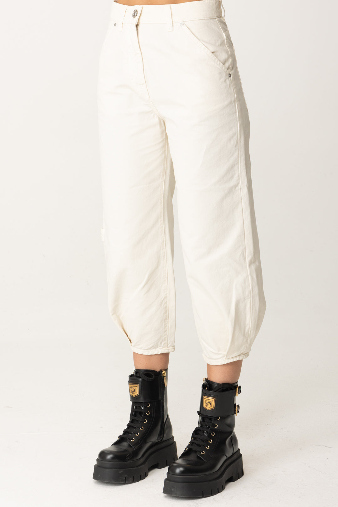 Cotton Canvas Crop Balloon Pants