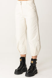 Pantaloni Crop Baloon In Tela Di Cotone