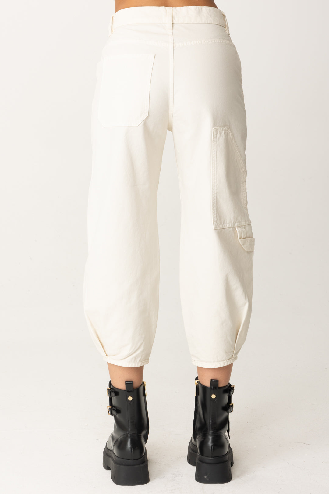 Cotton Canvas Crop Balloon Pants