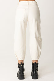 Pantaloni Crop Baloon In Tela Di Cotone