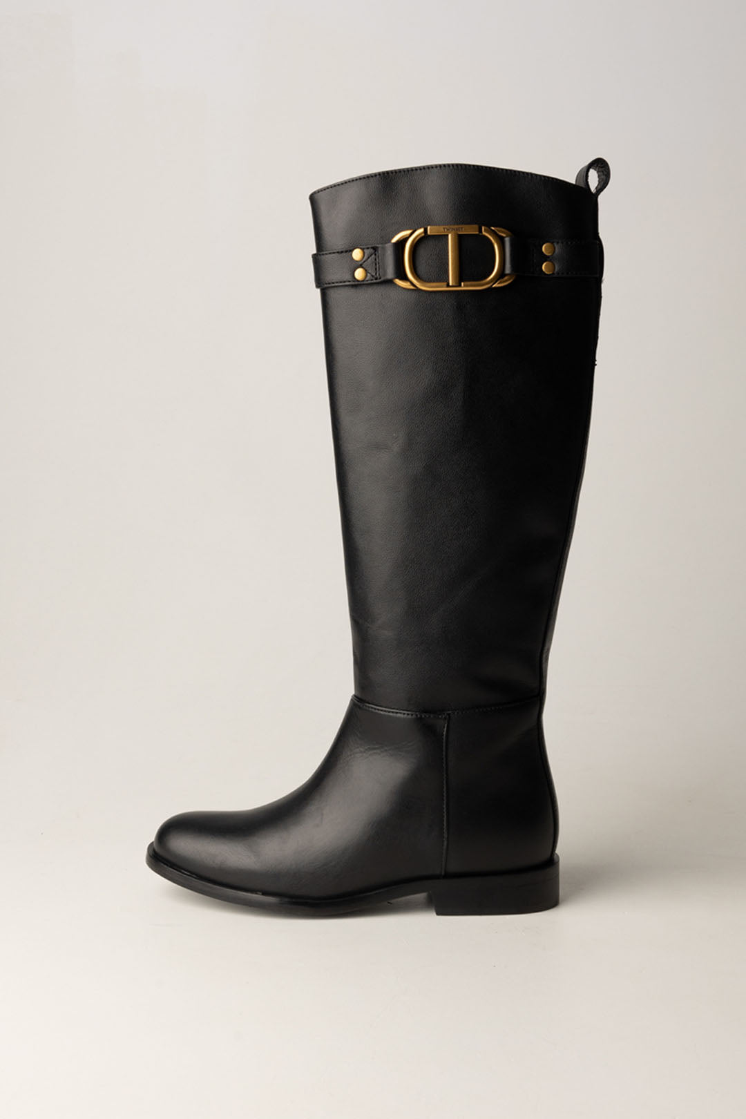 High Boots with Logo Buckle