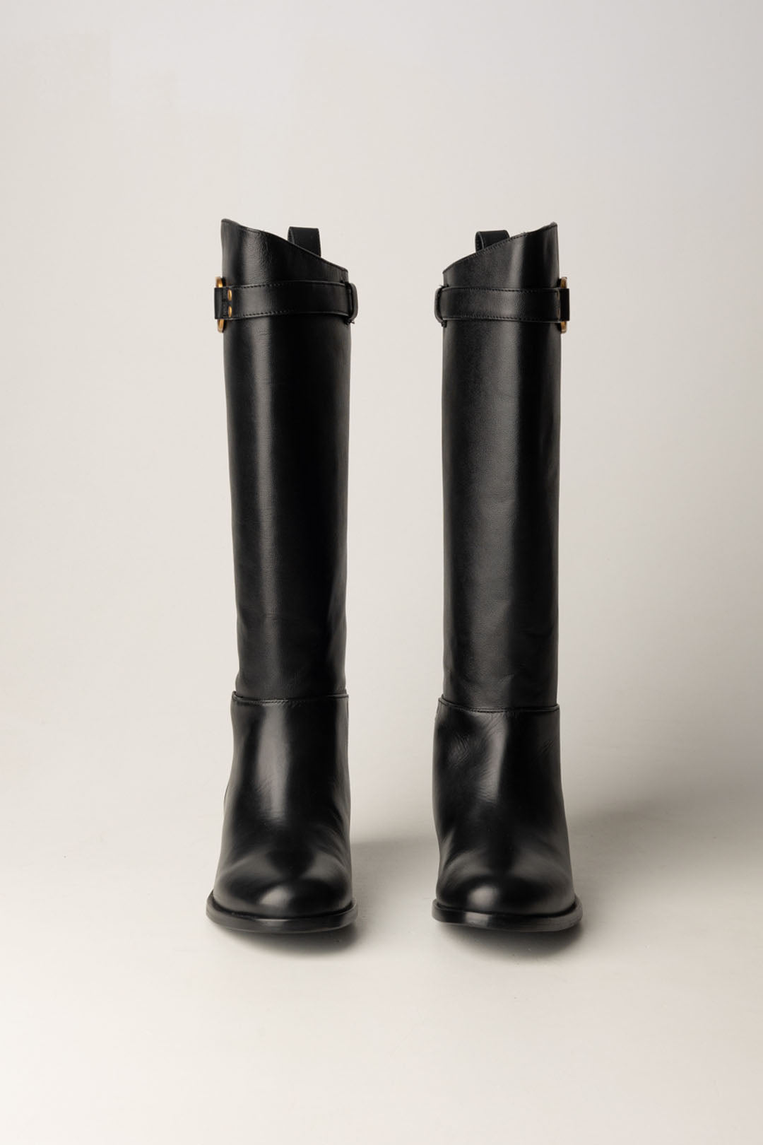 High Boots with Logo Buckle