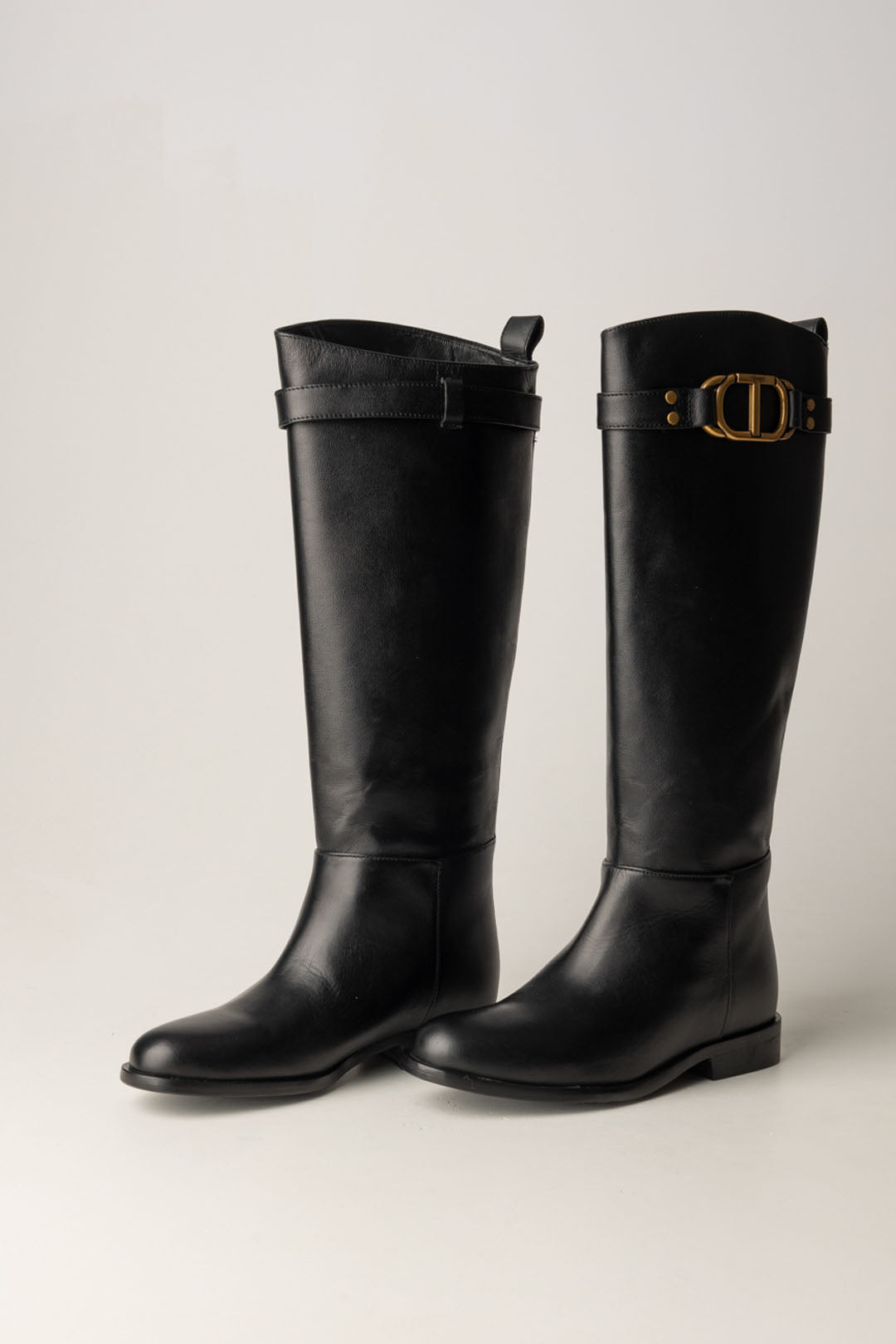 High Boots with Logo Buckle