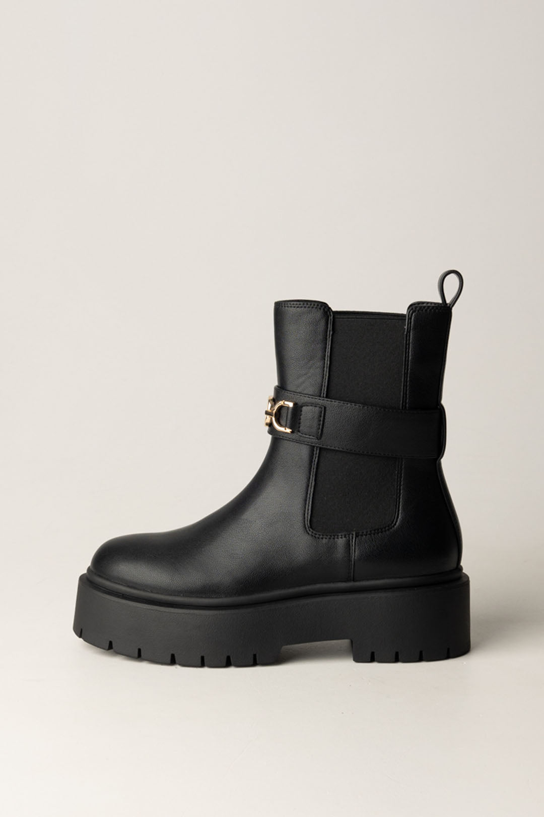 Chunky Ankle Boots with Logo Buckle