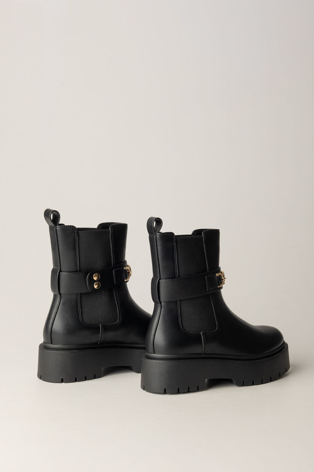 Chunky Ankle Boots with Logo Buckle