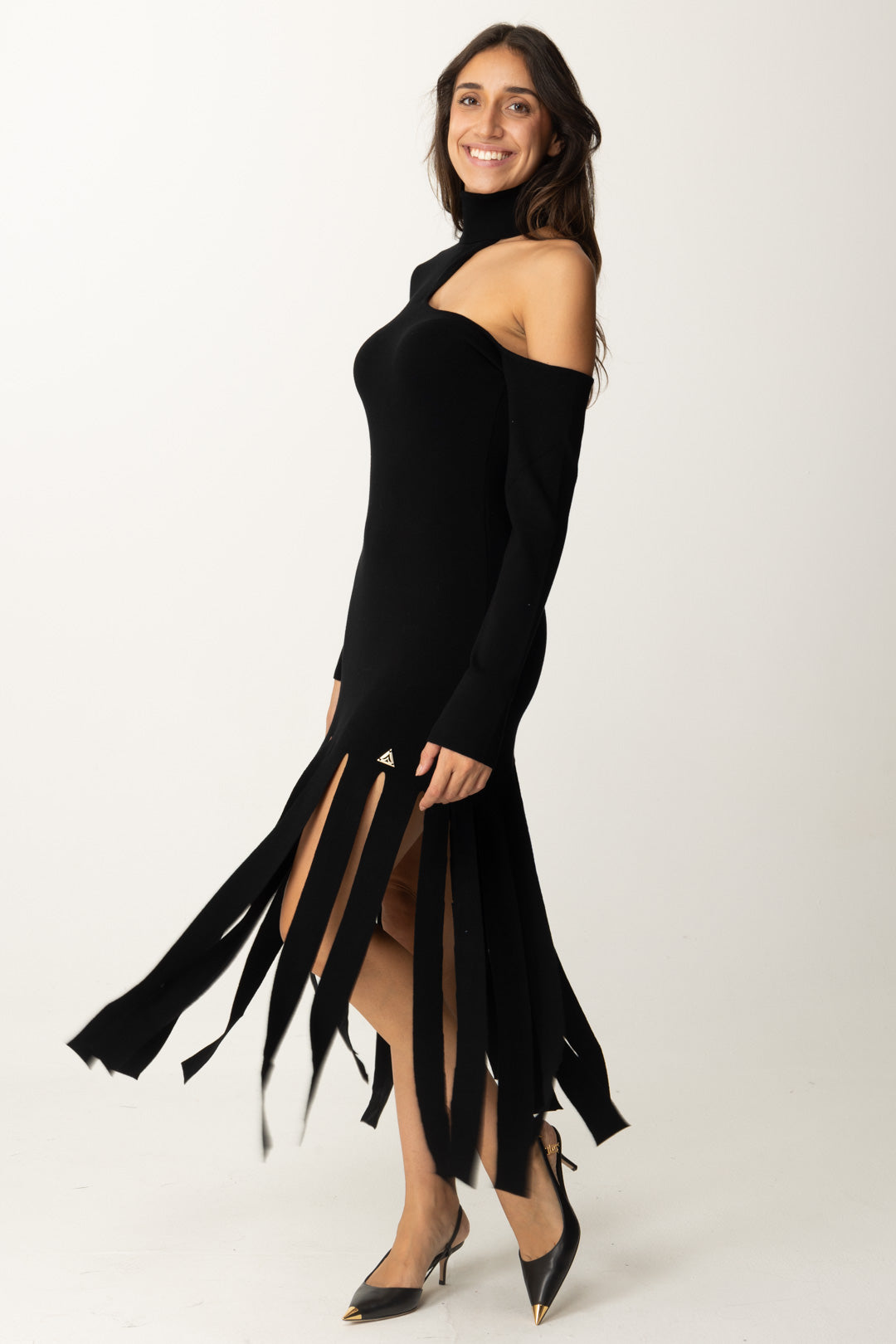 Long Dress with Cut-out and Fringes