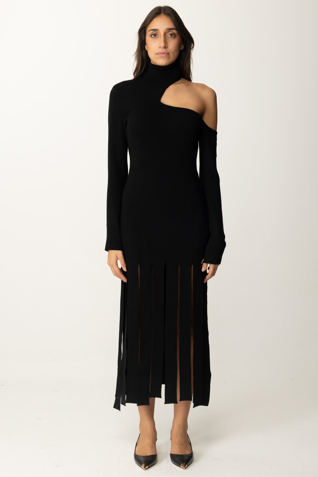 Long Dress with Cut-out and Fringes