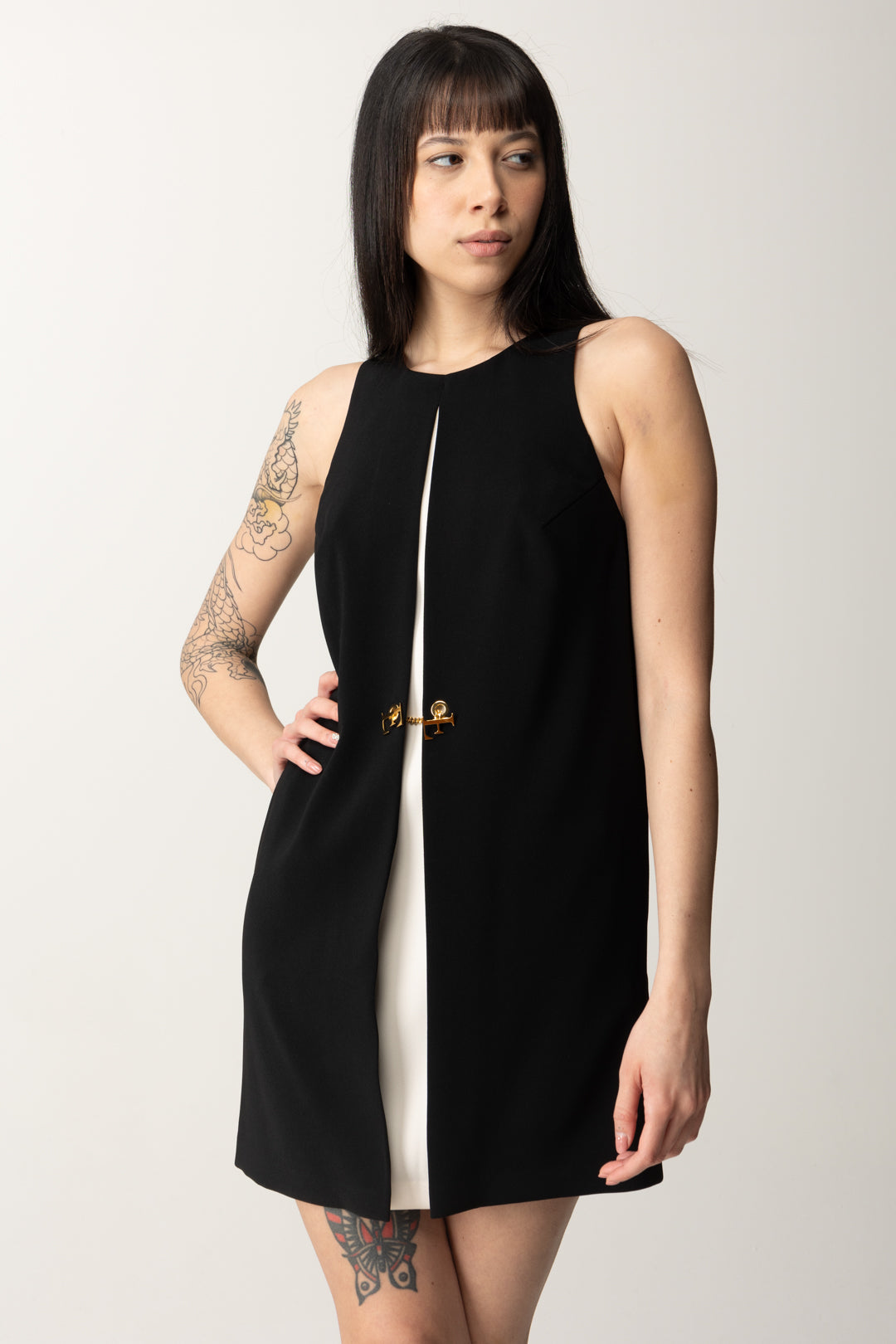 Boxy Mini Dress with Opening and Jewel