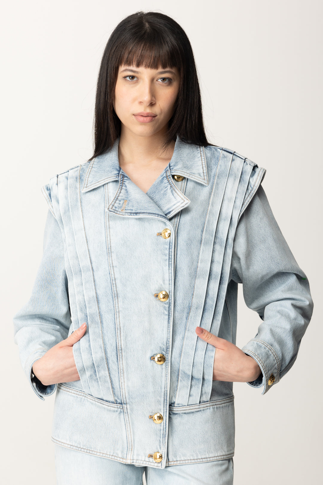 Jean Jacket with Winged Shoulders