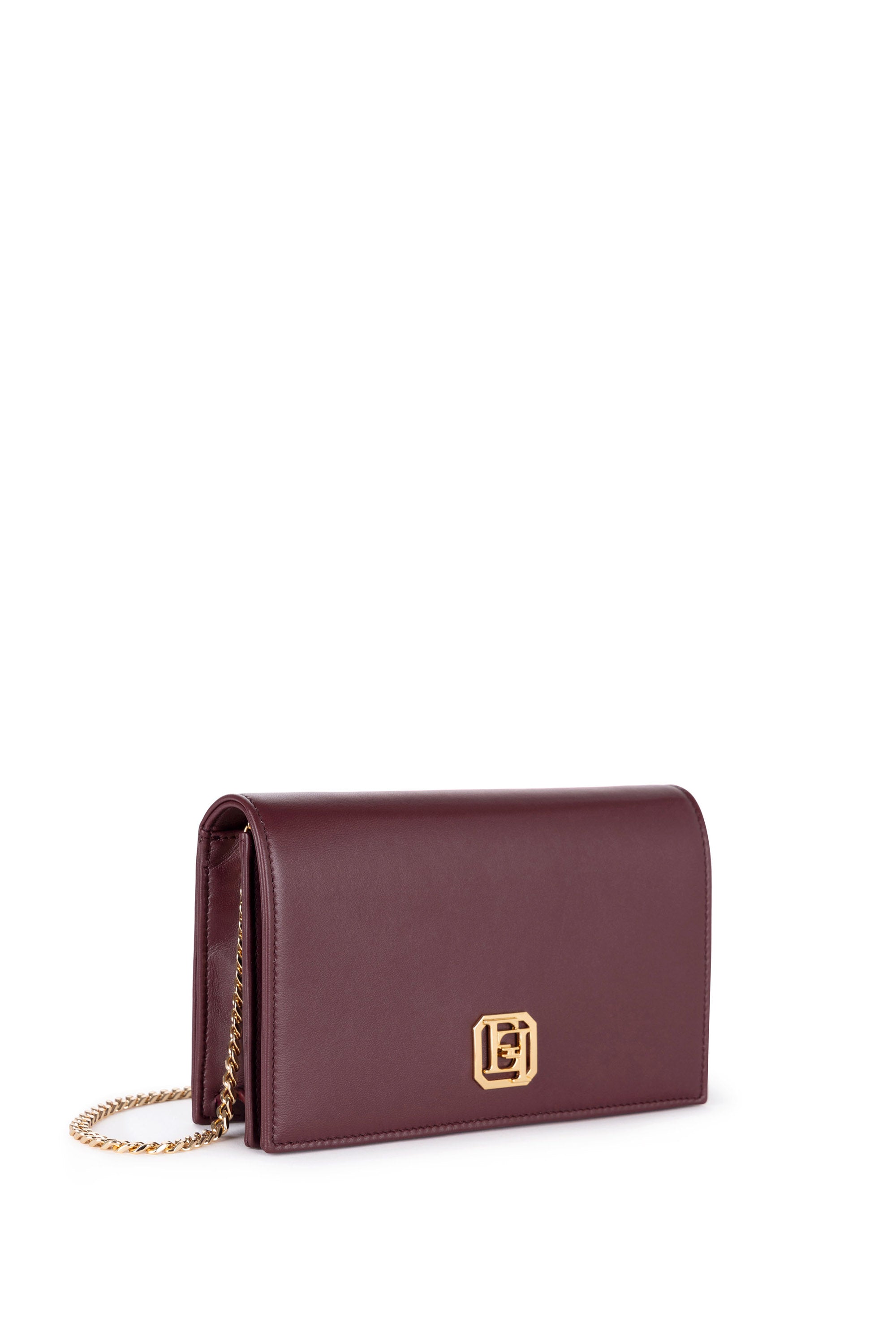 Nappa Leather Shoulder Bag with Logo Plaque