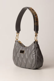 Embossed Fabric Hobo Bag with Lettering