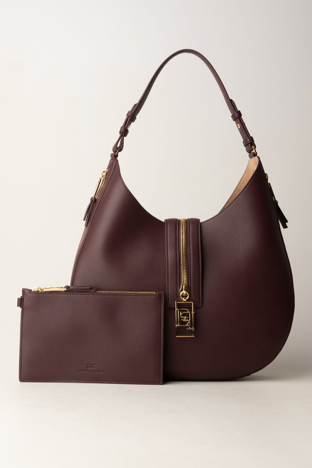 Large Leather Hobo Bag with Zip