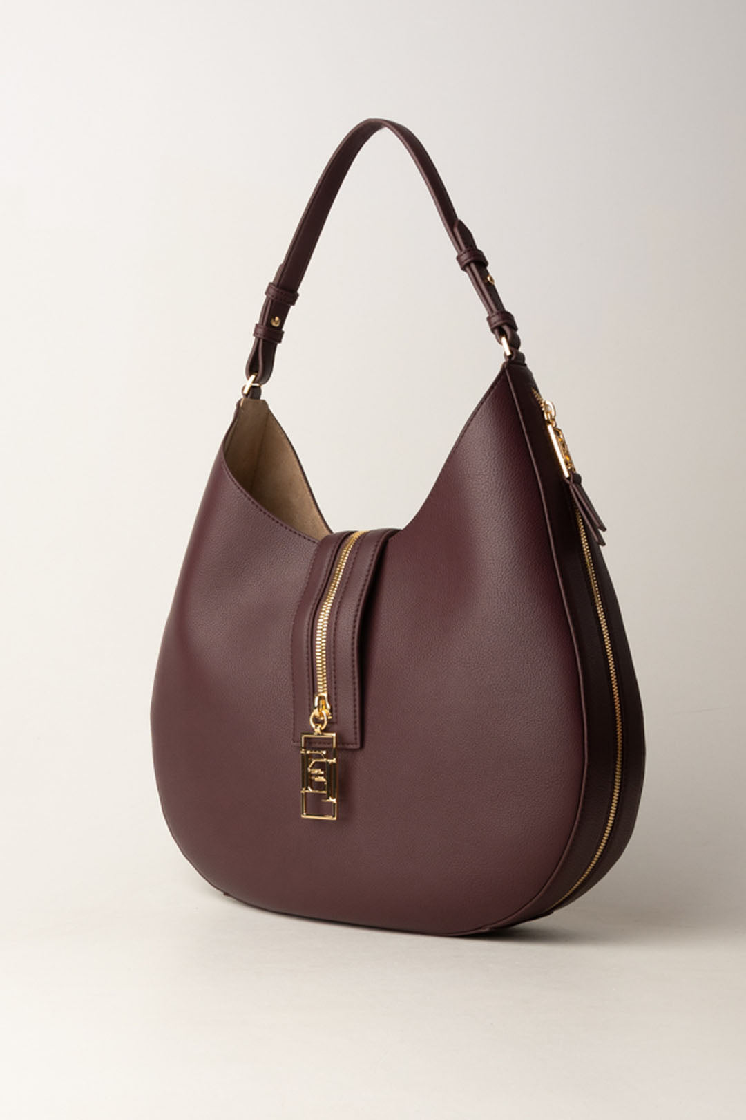 Large Leather Hobo Bag with Zip