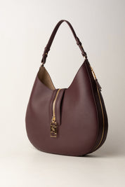 Bolso Hobo Grande De Piel Con Cremallera