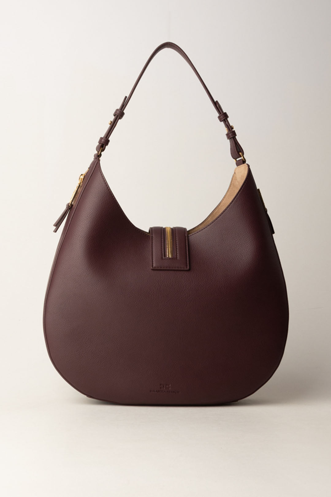 Large Leather Hobo Bag with Zip