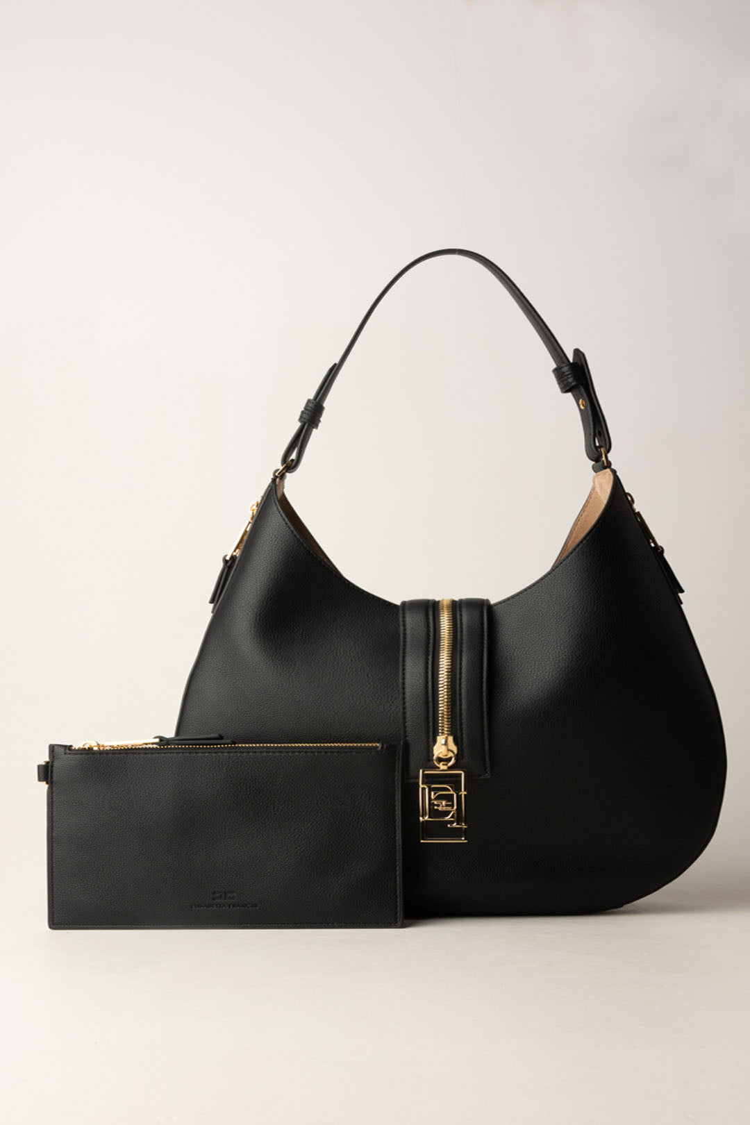 Large Leather Hobo Bag with Zip