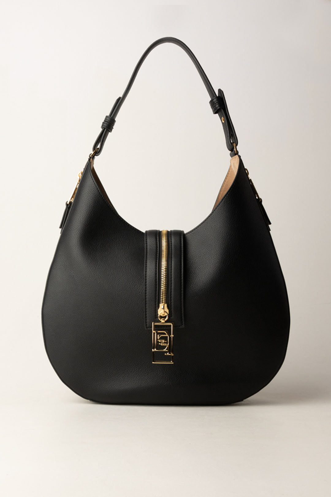 Large Leather Hobo Bag with Zip