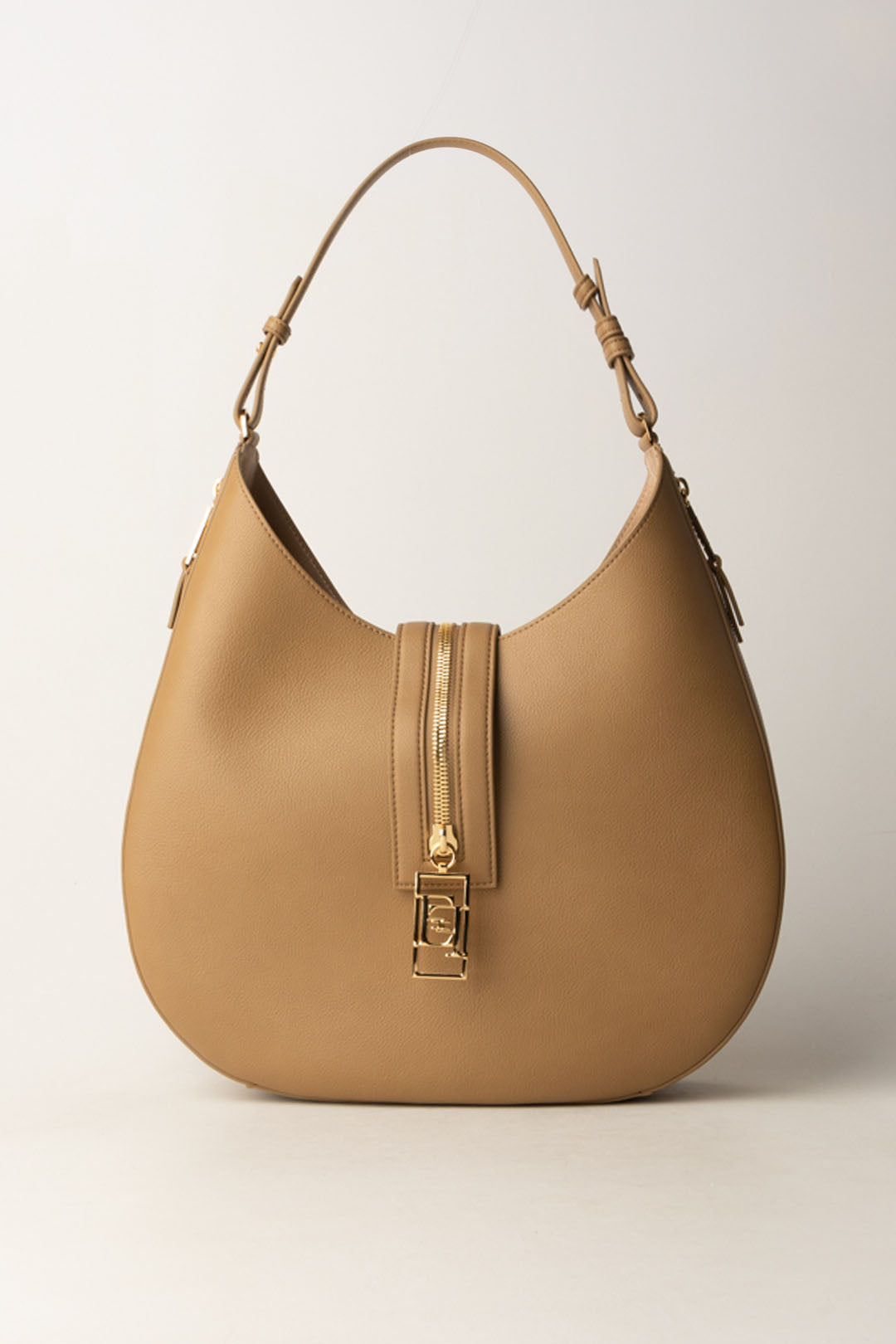 Bolso Hobo Grande De Piel Con Cremallera