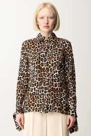 Camicia Animalier con Polsini a Nastro