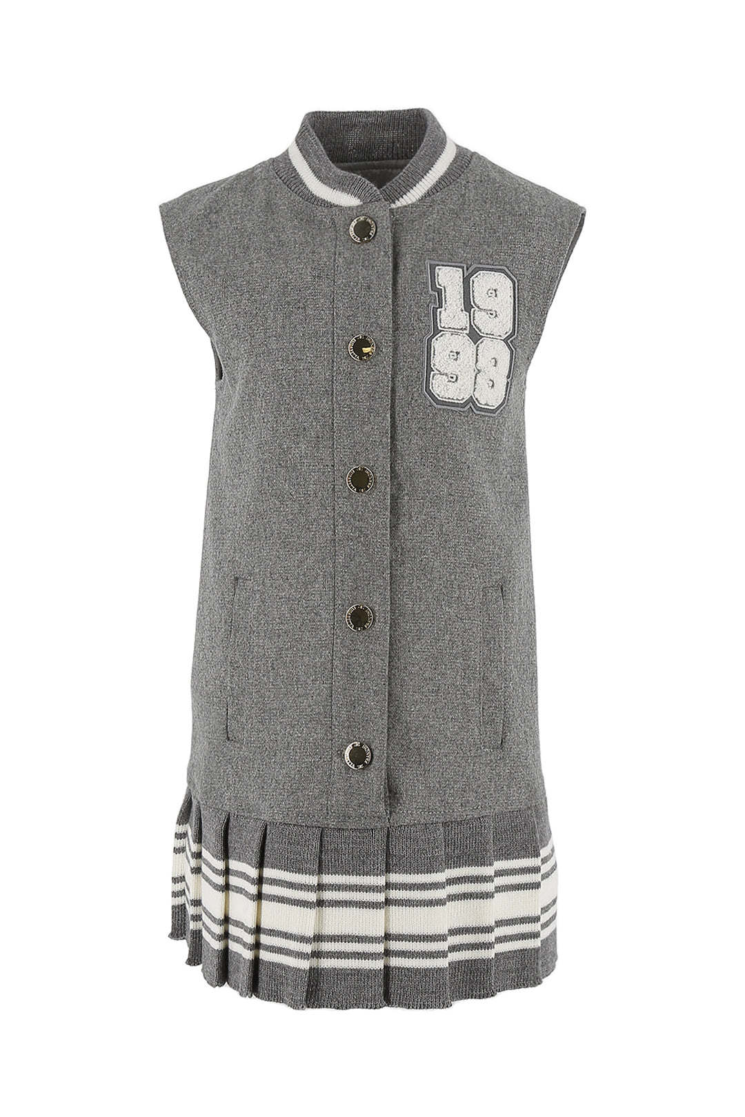 College Style Wool Smock With Pleats