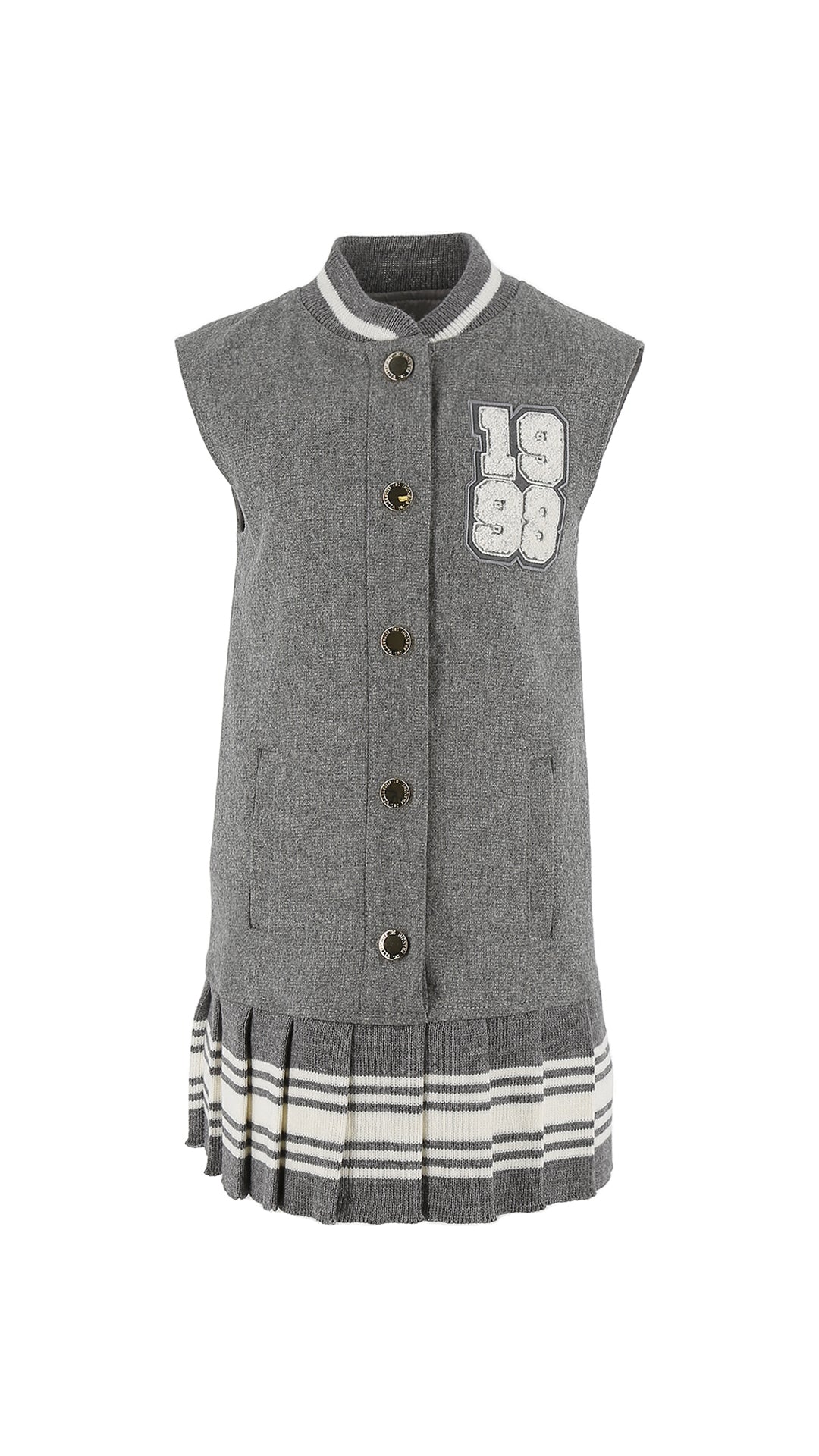 College Style Wool Smock With Pleats