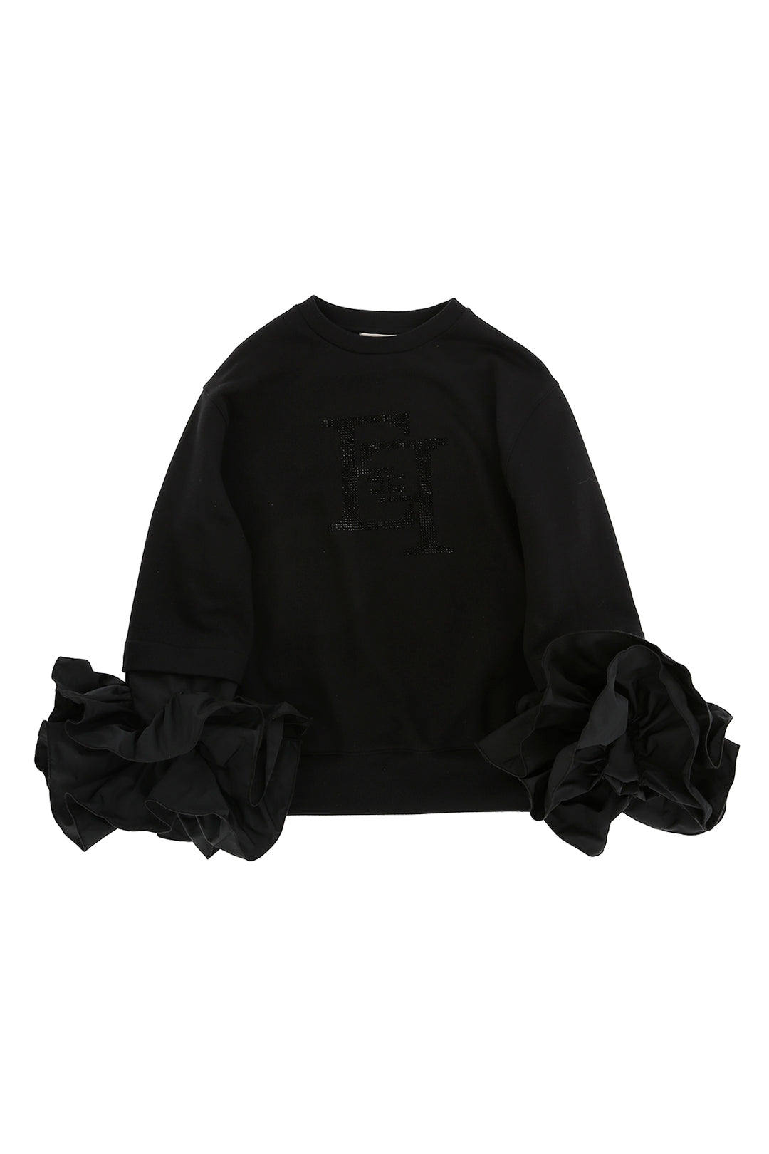 Sweatshirt with ruffles in taffeta