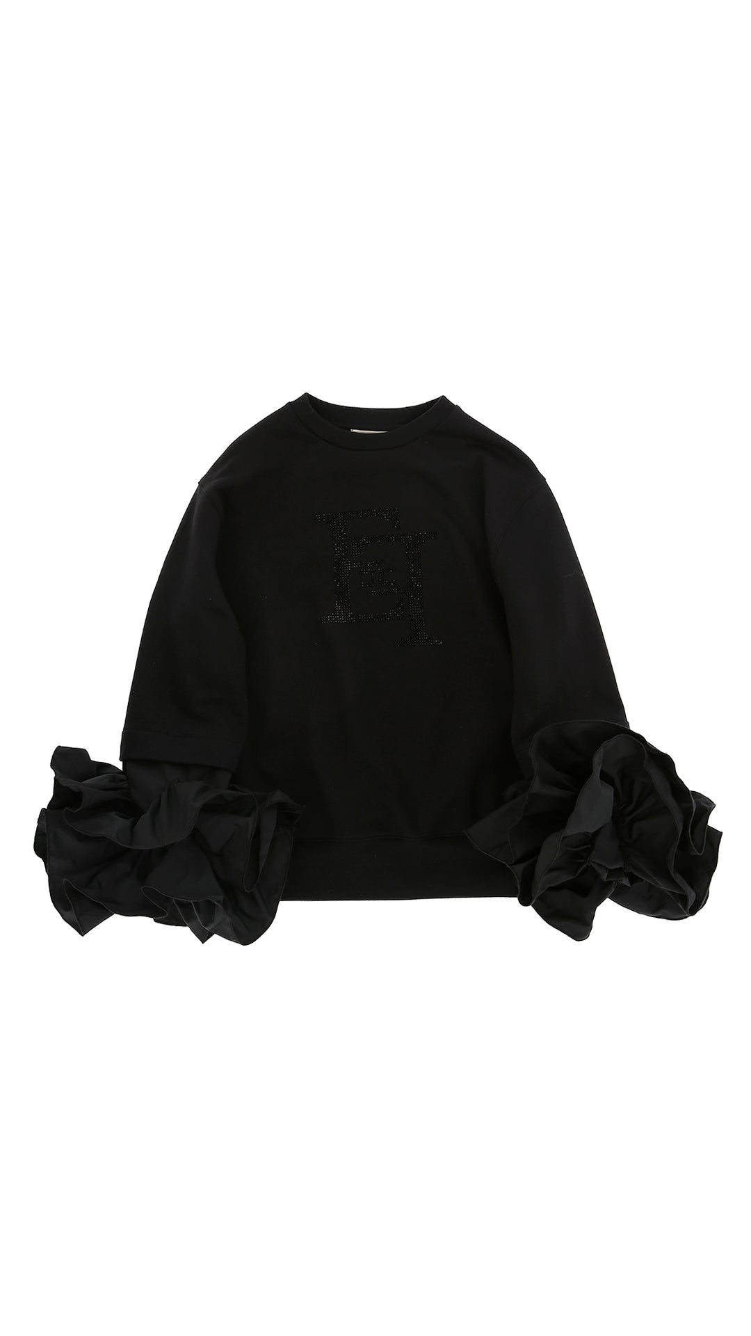 Sweatshirt with ruffles in taffeta