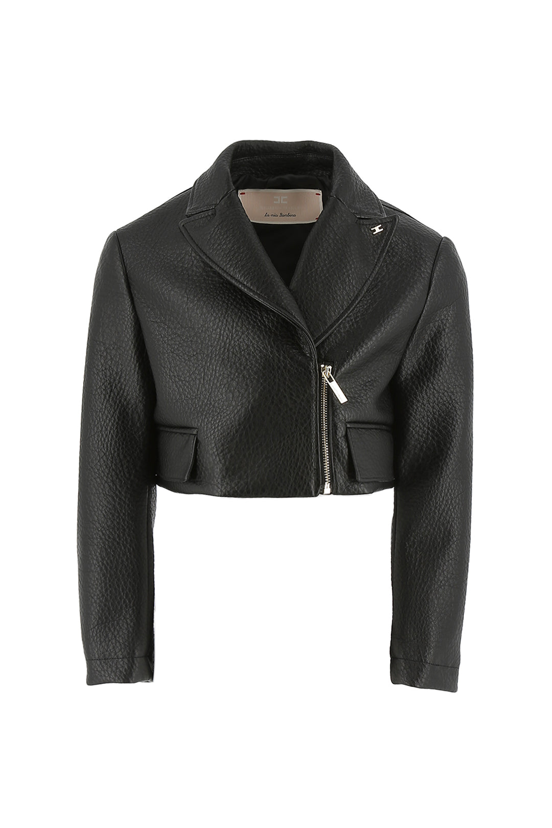 Eco-leather crop jacket