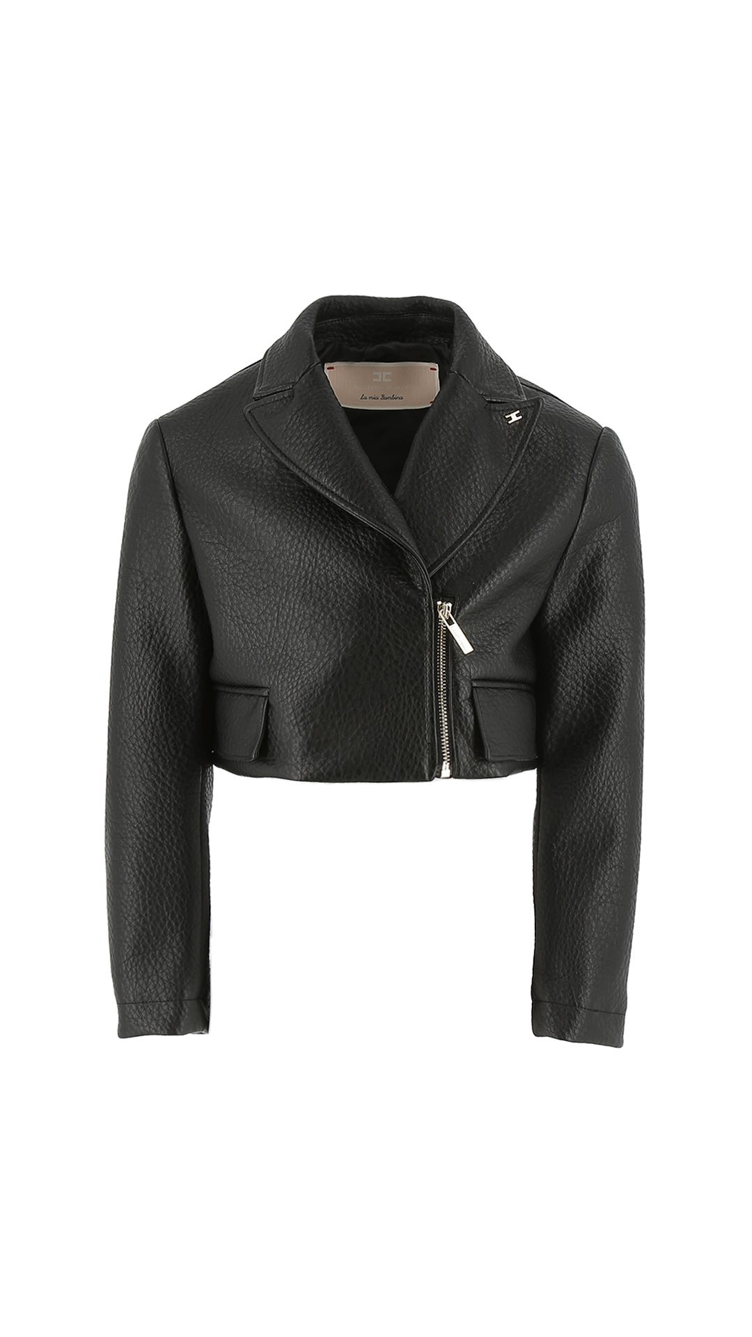 Eco-leather crop jacket