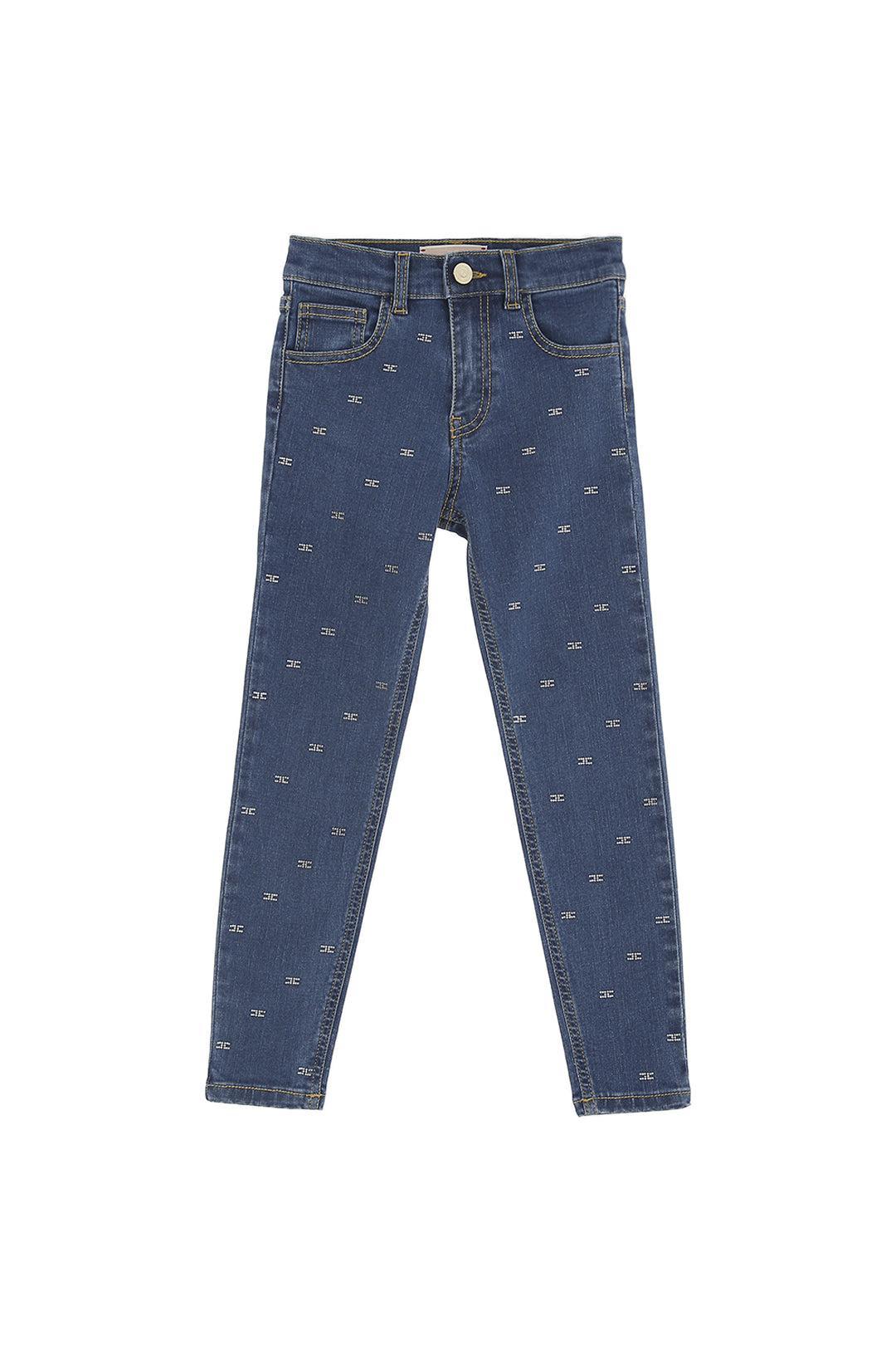 Jeans Skinny con Pattern Logo In Strass