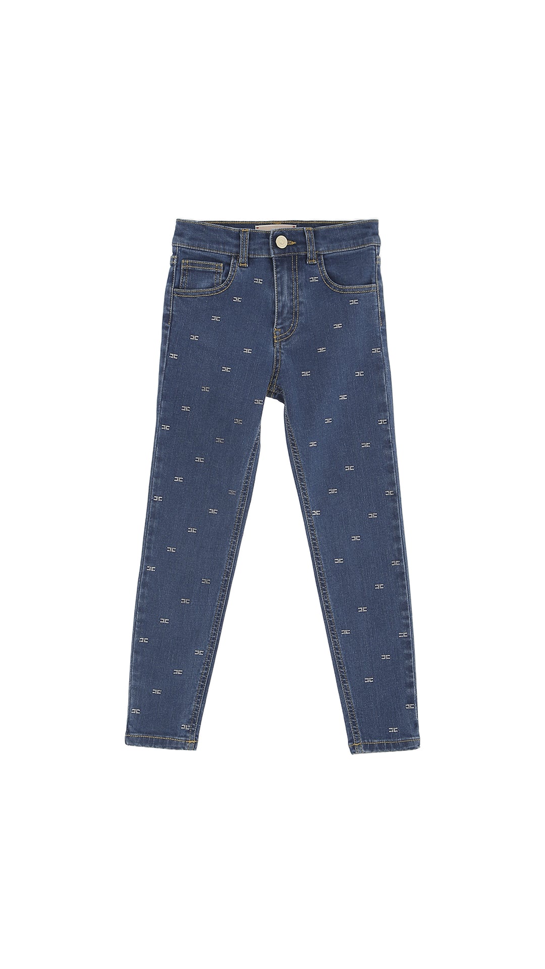 Jeans Skinny con Pattern Logo In Strass