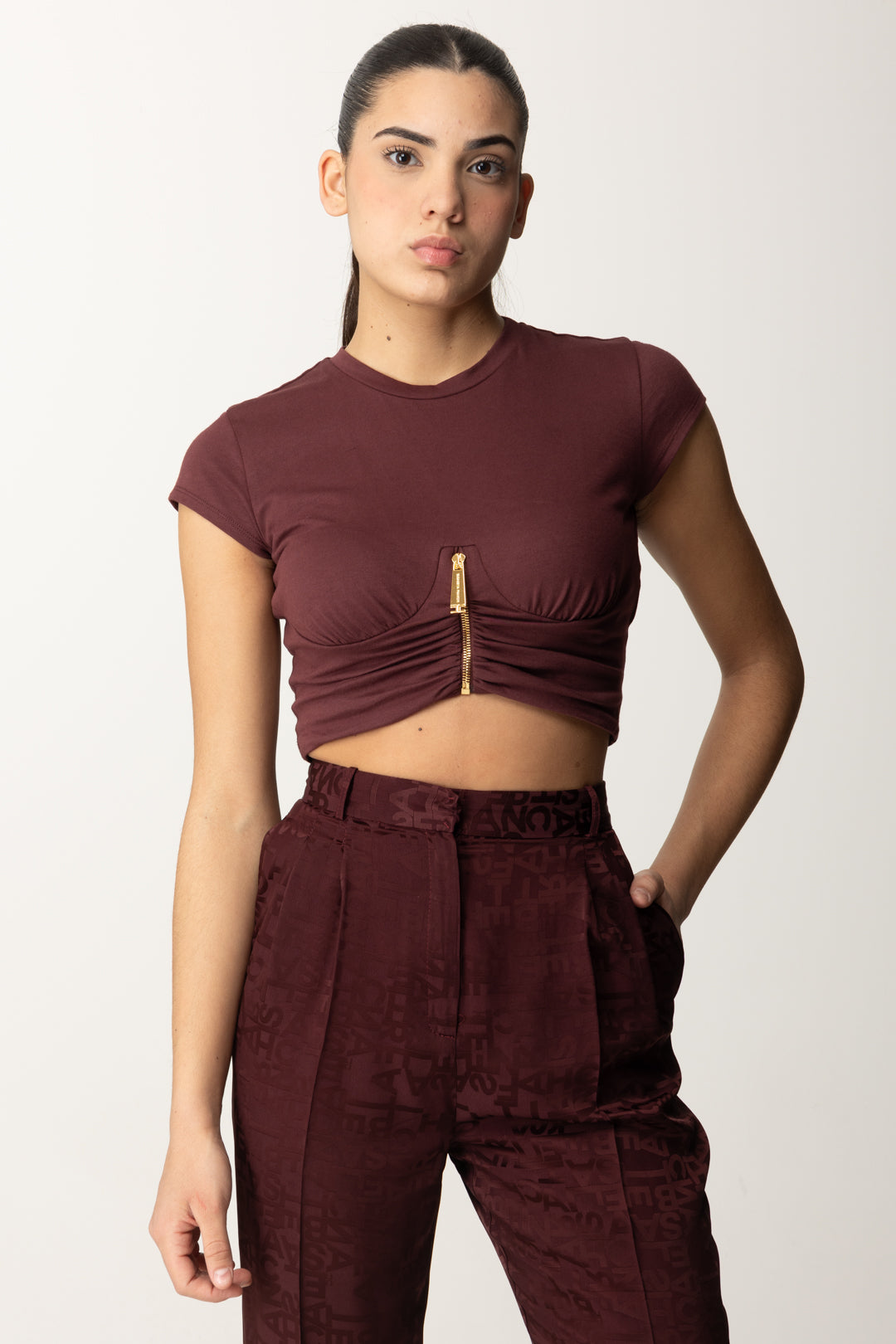 T-shirt Crop con Zip