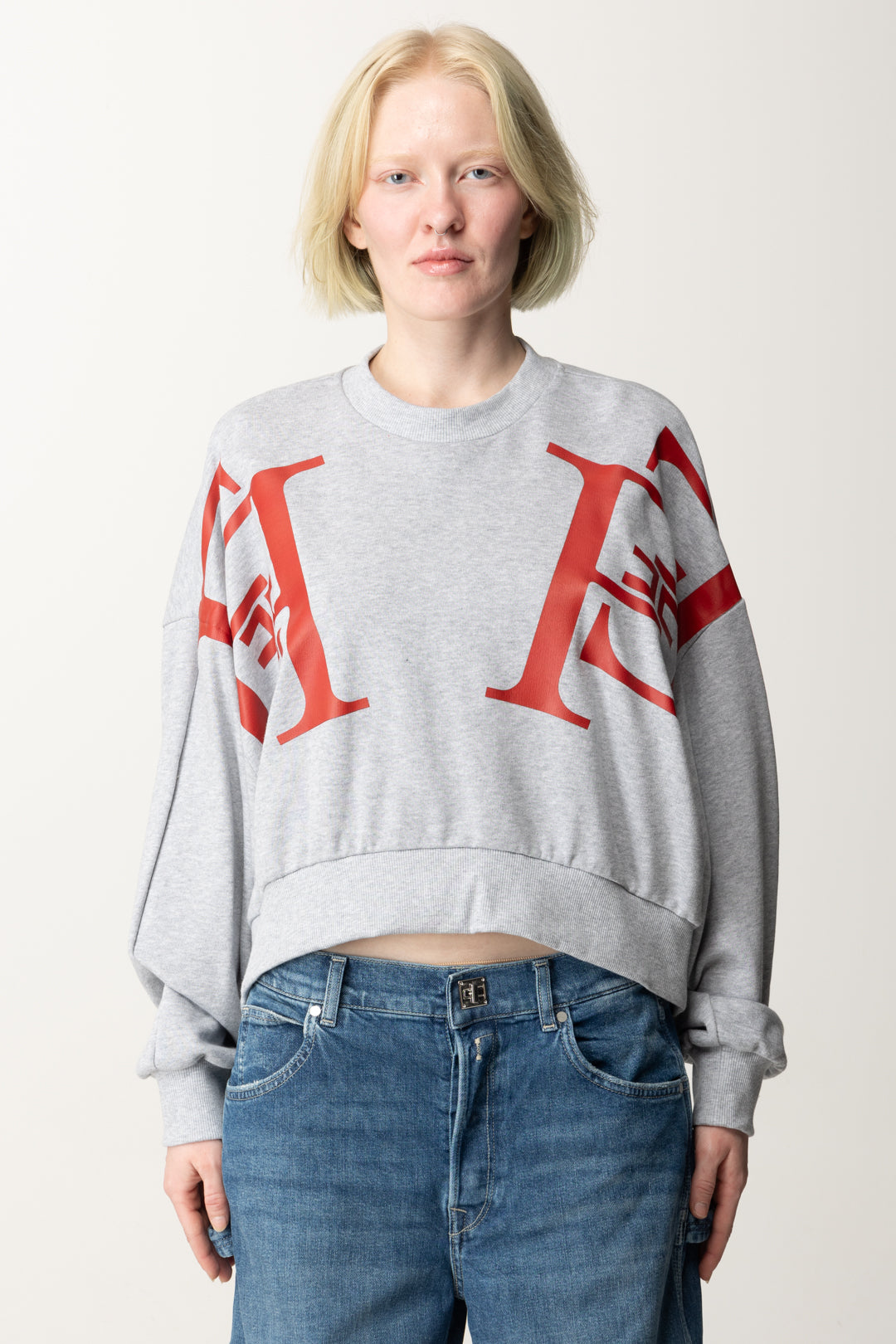 Kurzes Sweatshirt mit Maxi-Logo-Print