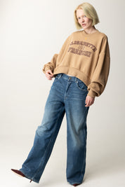 Cropped Sweatshirt with College Logo