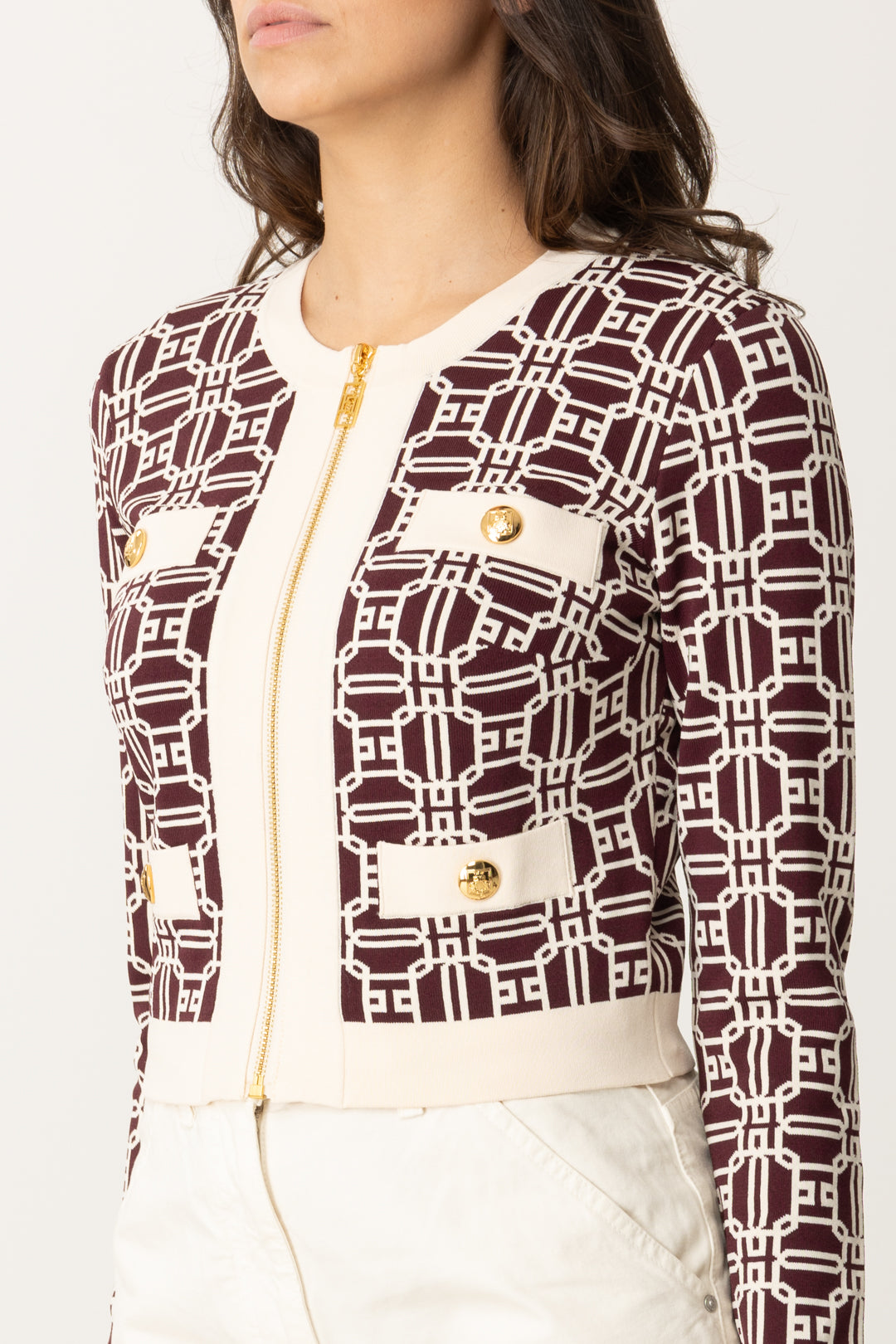 Cardigan Stampa Logo con Cerniera