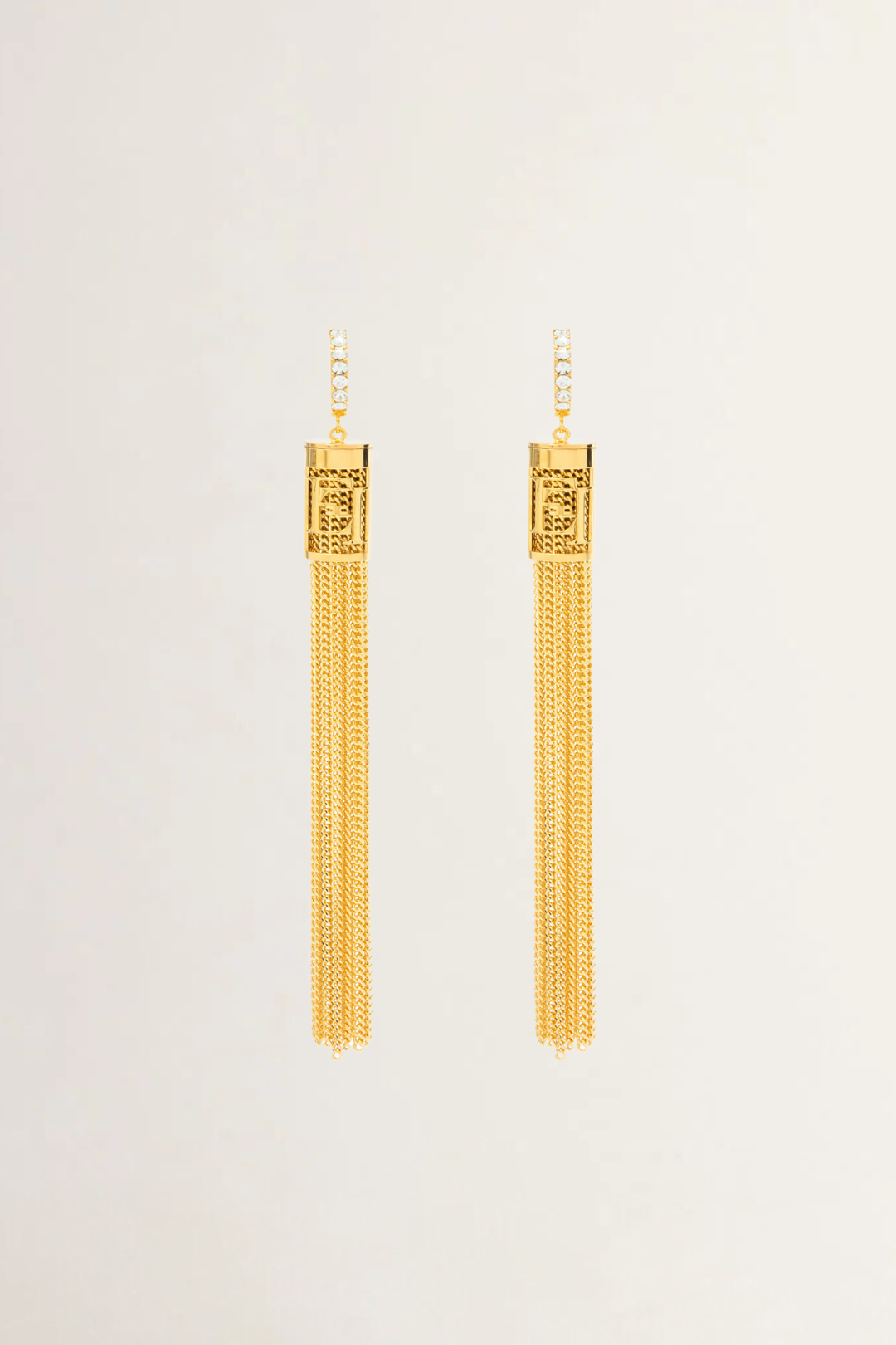 Earrings with Tassels and Rhinestones