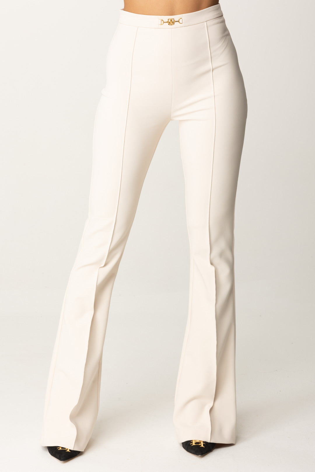 Pantalon en crêpe stretch avec pince à la taille