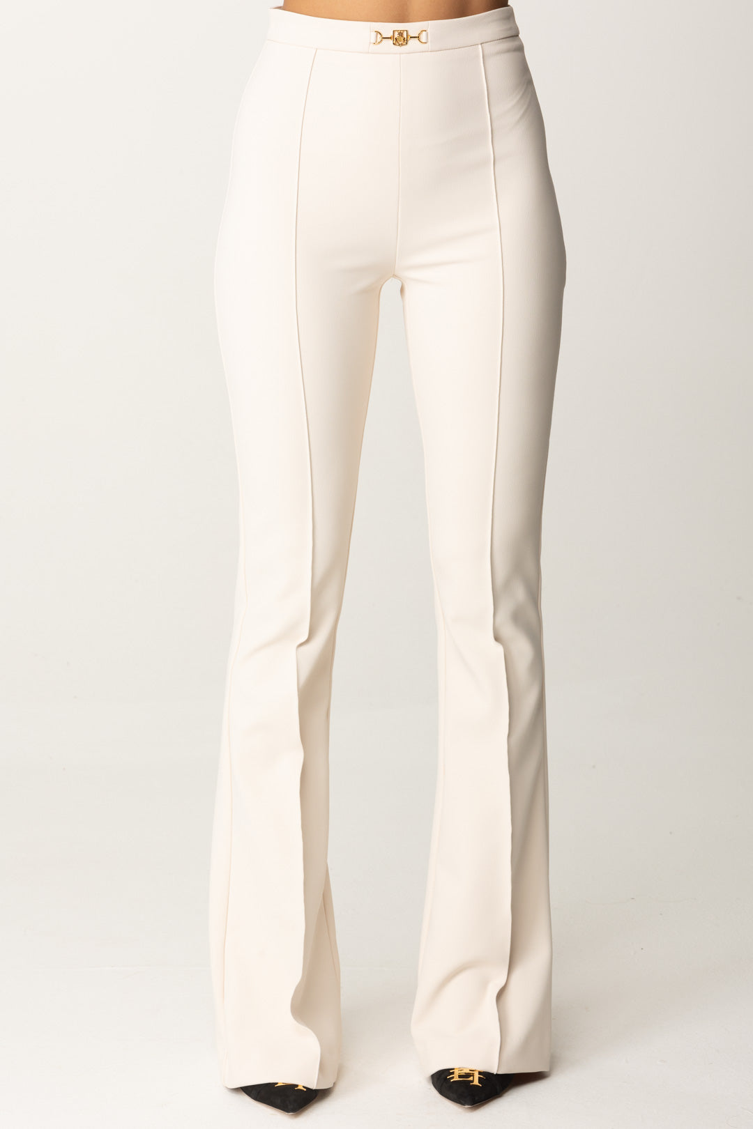 Pantalon en crêpe stretch avec pince à la taille